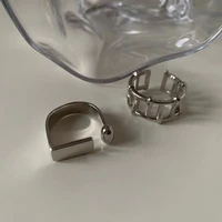 2021 retro punk silver color hollow open ring for women personality design adjustable metal finger ring korean fashion jewelry