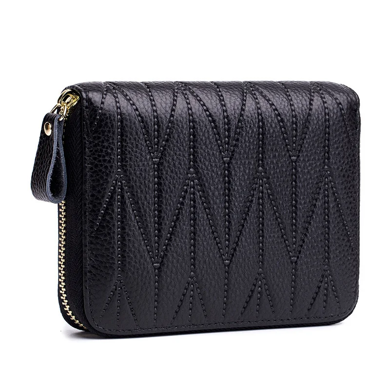 

Organ Card Bag Korean Women's Leather Multi Card RFID Zipper ID Card NFC Shielding Card Set Small Zero Wallet Card Holder