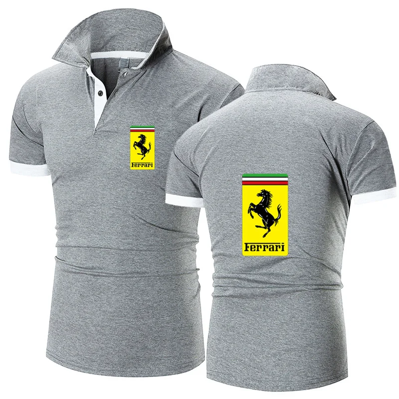 

Ferrari Car 2021 Summer New Men's Polo Shirt Men's Casual Short Sleeve Popular Fashion Street Hot Sale Lapel T-shirt Polo Shirt