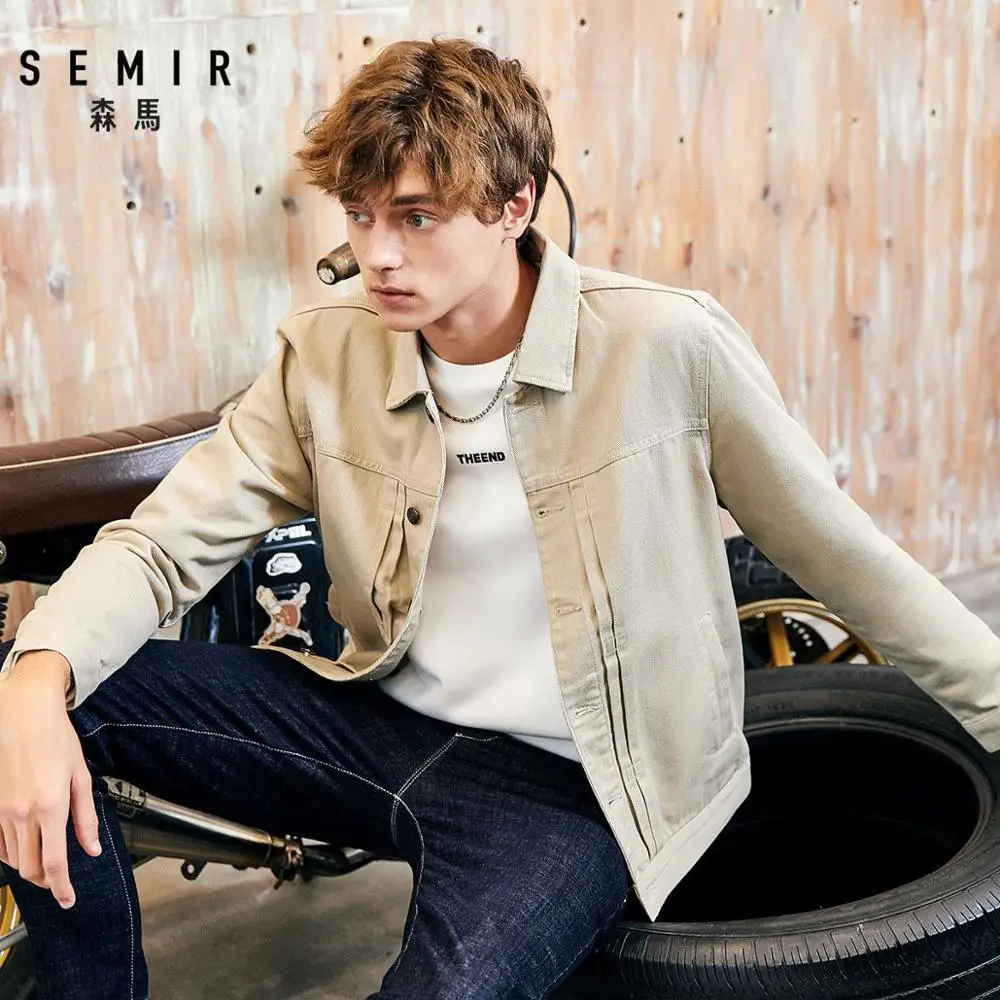 Мужская хлопковая джинсовая куртка Semir Повседневная рубашка в Корейском стиле на