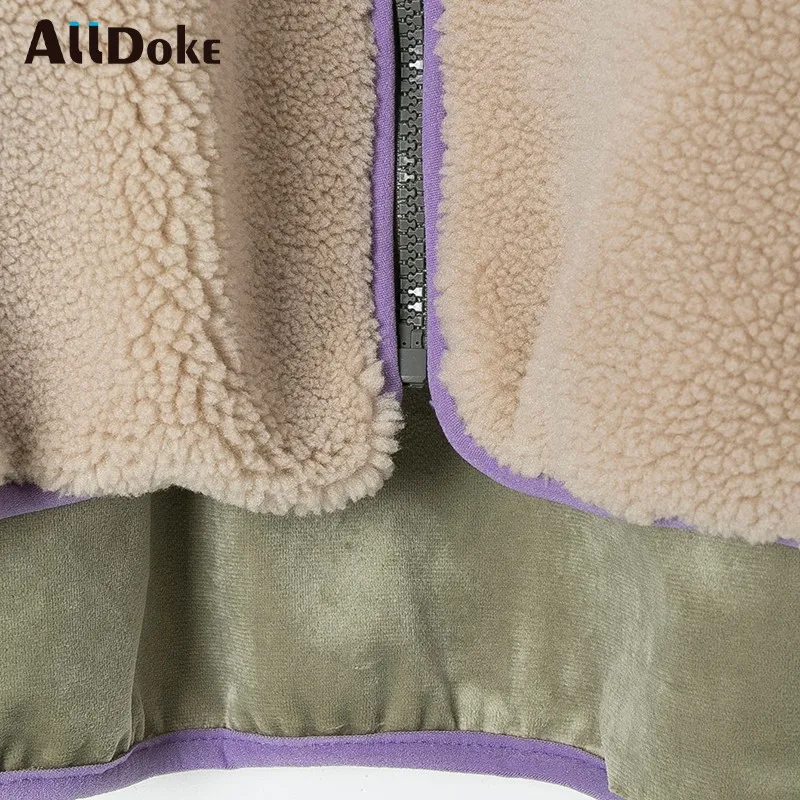 

Alldoke 2020 Women Fleece Teddy Warm Jacket Stand Pockets Patchwork Winter Coat Causal Oversized Jackets Veste Femme