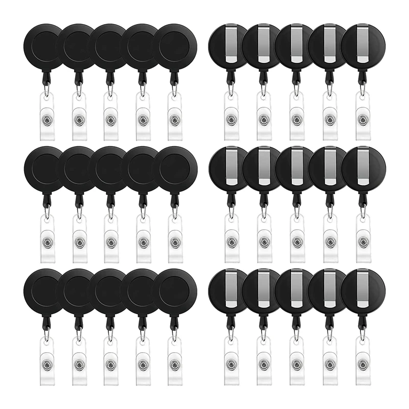 

NEW-30 Pack Retractable Badge Holder ID Card Reels Carabiner Reel Clip on ID Card Holders for Teachers Office Nurse