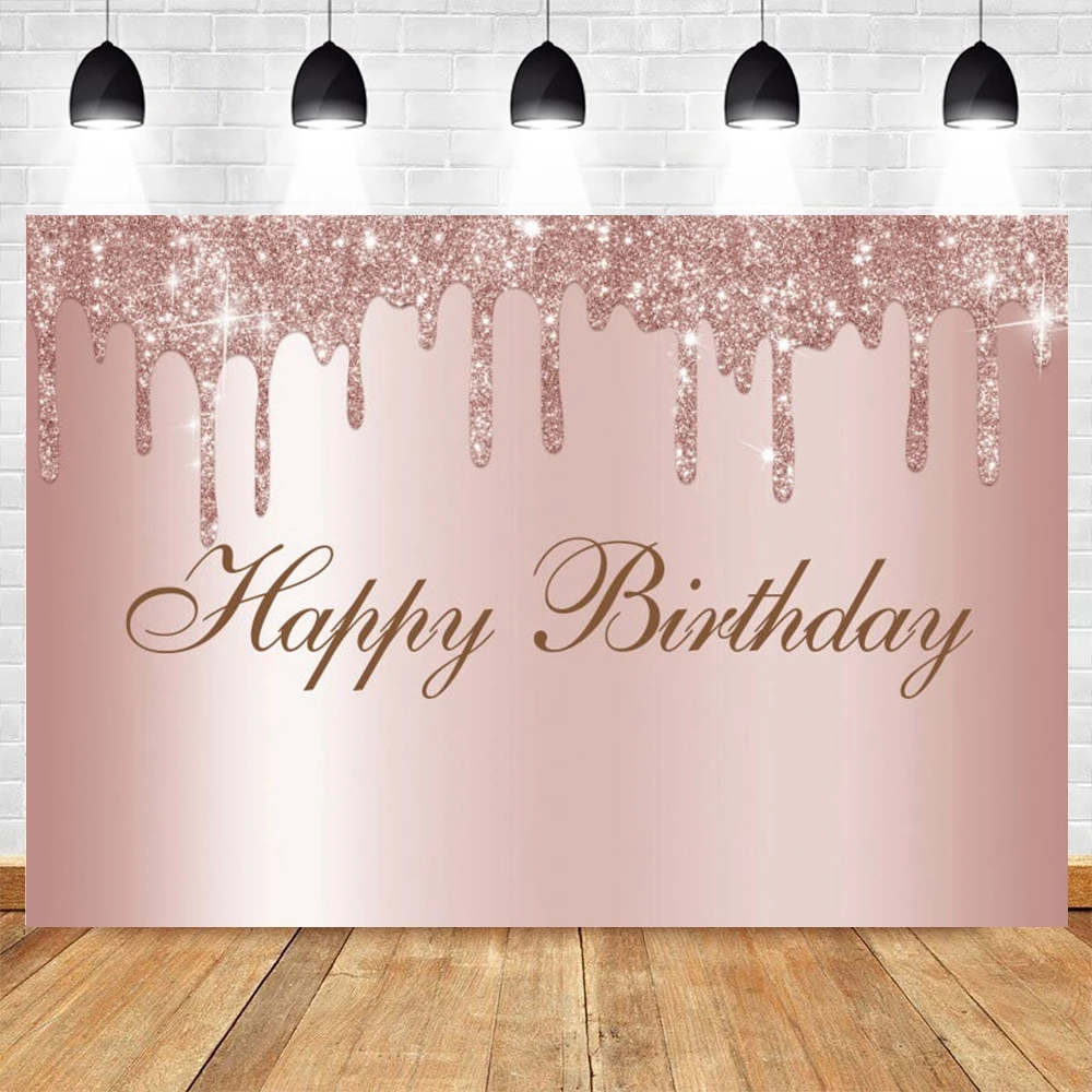 

Rose Gold Pink Glitter Customize Woman Girl Princess Birthday Backdrop Photography Background Photographic Photozone Photocall