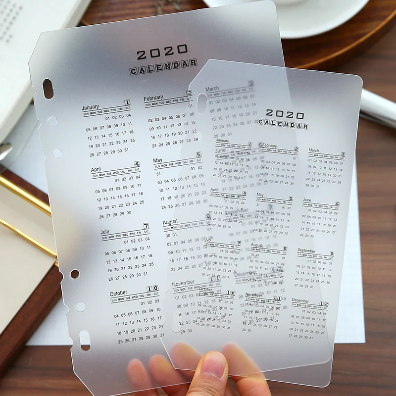 2020 год календарь делитель 6 отверстий прозрачный ПП ноутбук индексный