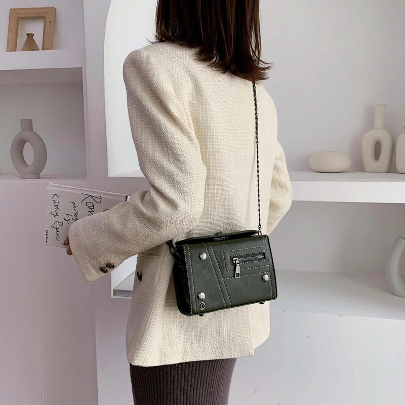 Bolsos Mujer, модные сумки в форме коробки для женщин,, роскошные сумки, женские сумки, дизайнерские, с металлическими заклепками, с клапаном, вечерняя сумочка