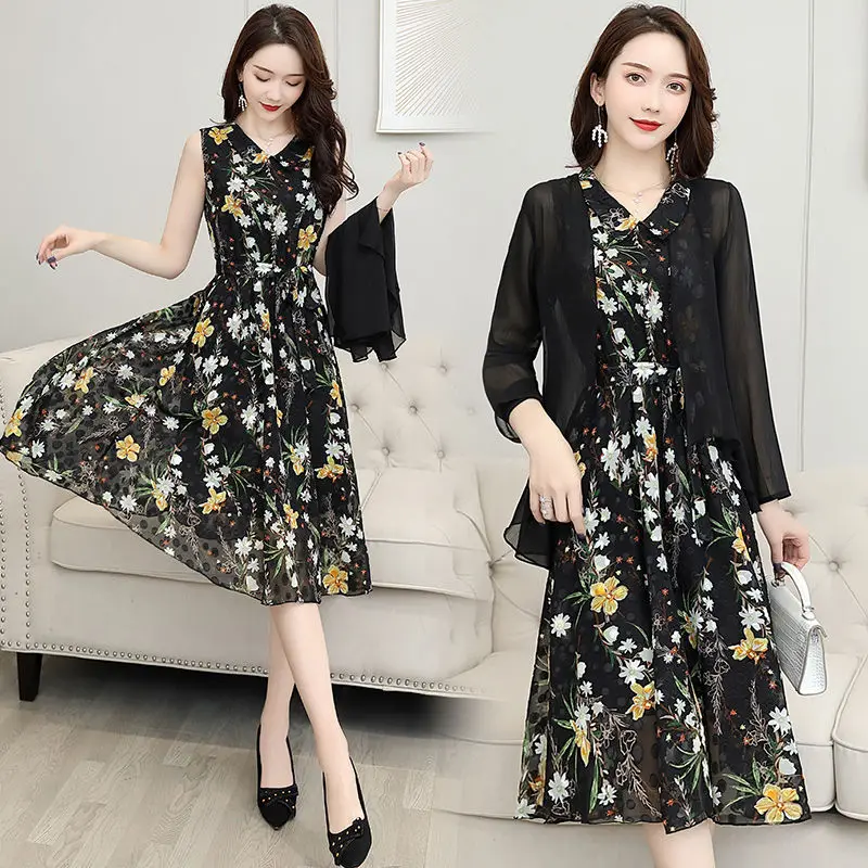 

Chiffon dress 2021 new trendy long skirt sun protection clothing women's suit skirt