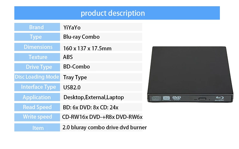 BD ROM Blu ray диск USB 2 0 записывающийся оптический привод НЧ динамик Внешний