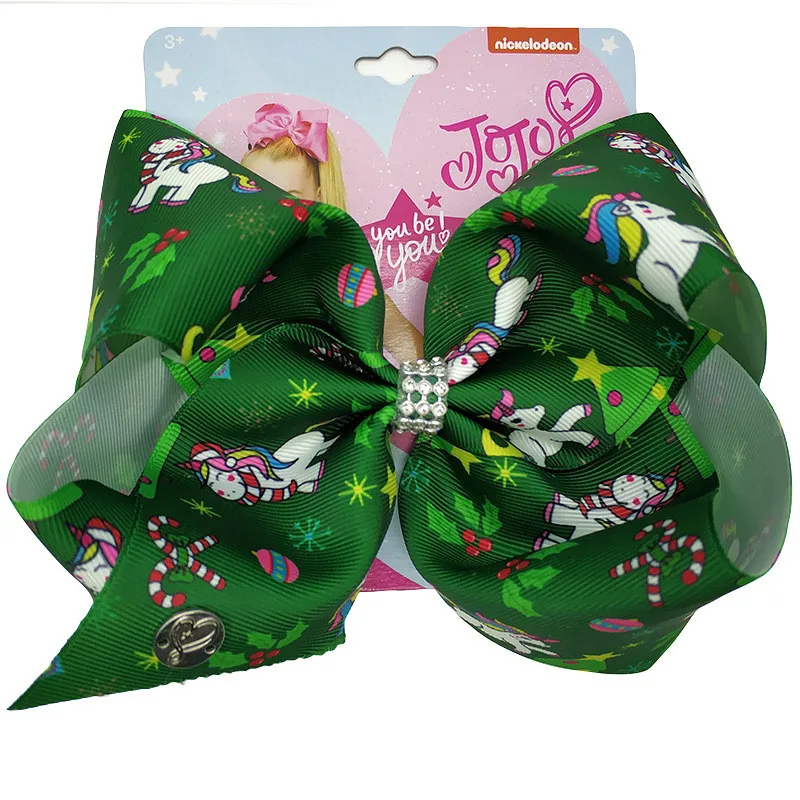 

8" Jojo Siwa Graffiti Ribbon Christmas Hair Bows Unicorn Handmade Hairpin Kids Hairgrips Party Hair Accessories for Girls
