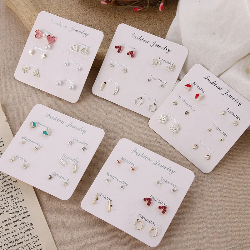 Набор мини-сережек с кристаллами квадратными листьями и жемчугом 2020 | Украшения