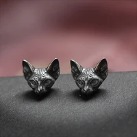 vintage silver color sphinx cat stud earrings cute small cat earrings for women men jewelry party earrings xmas gifts