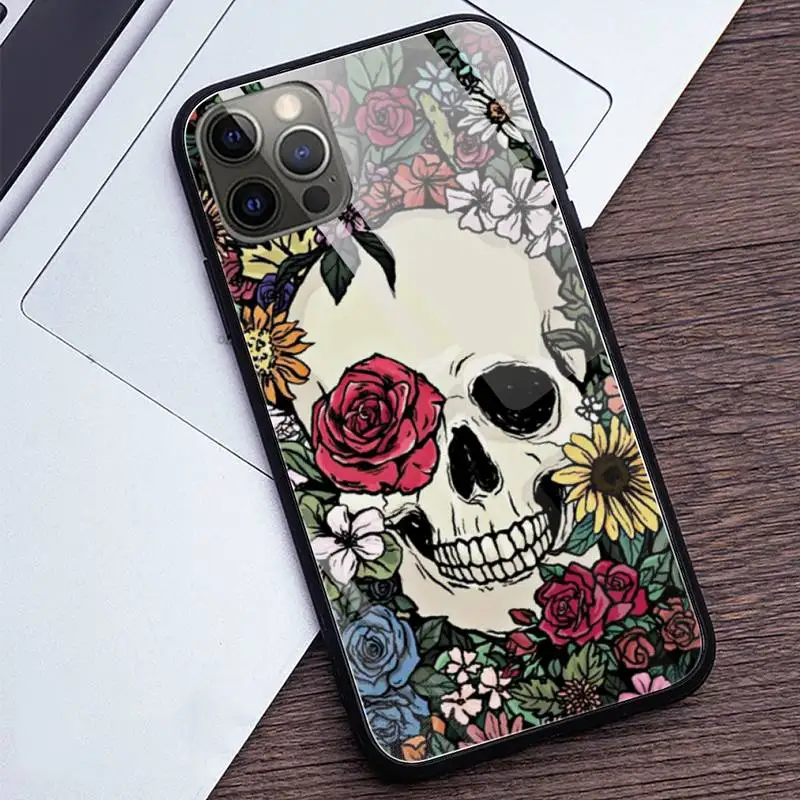 Чехлы для телефонов Grim Reaper Skull Skeleton закаленное стекло iPhone 12 11 Pro XR XS MAX 8X7 6S 6 Plus Max Mini