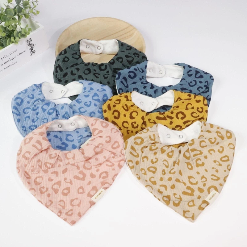 

XXFE Baby Bib Triangle Scarf Feeding Burp Cloth Leopard Printed Saliva Towel Apron