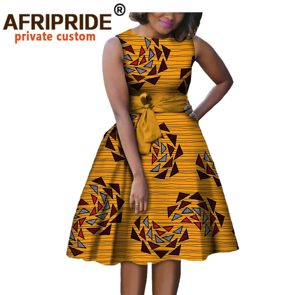 Осеннее женское платье в африканском стиле AFRIPRIDE private custom без рукавов длиной до