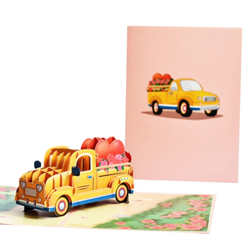

3D Pop Up Wedding Car Heart Greeting Card Vlanetines Day Cards with with Envelope for Birthday Anniversary