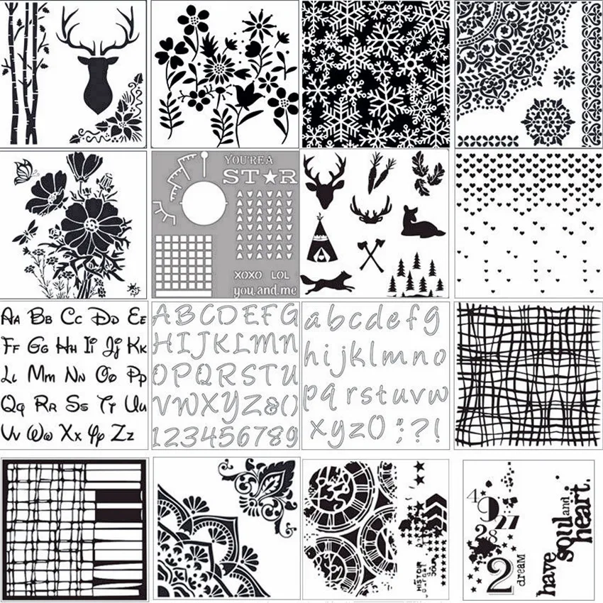 Горячая Распродажа A set = 16 градусов шт. трафаретов для скрапбукинга Пластиковая