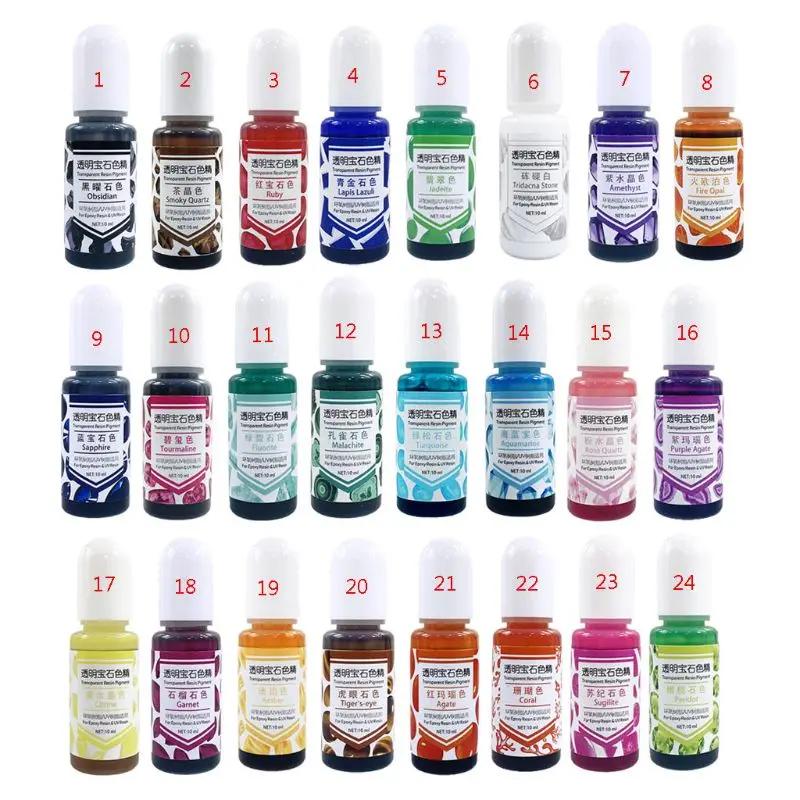 

24 Colors Epoxy UV Resin Gem Pigment Liquid Resin Dye DIY Resin Art Jewely Making Tool