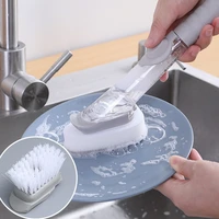 kitchen cleaning brush long handle cleaing brush with removable brush sponge dispenser dishwashing brush kitchen tools accessory