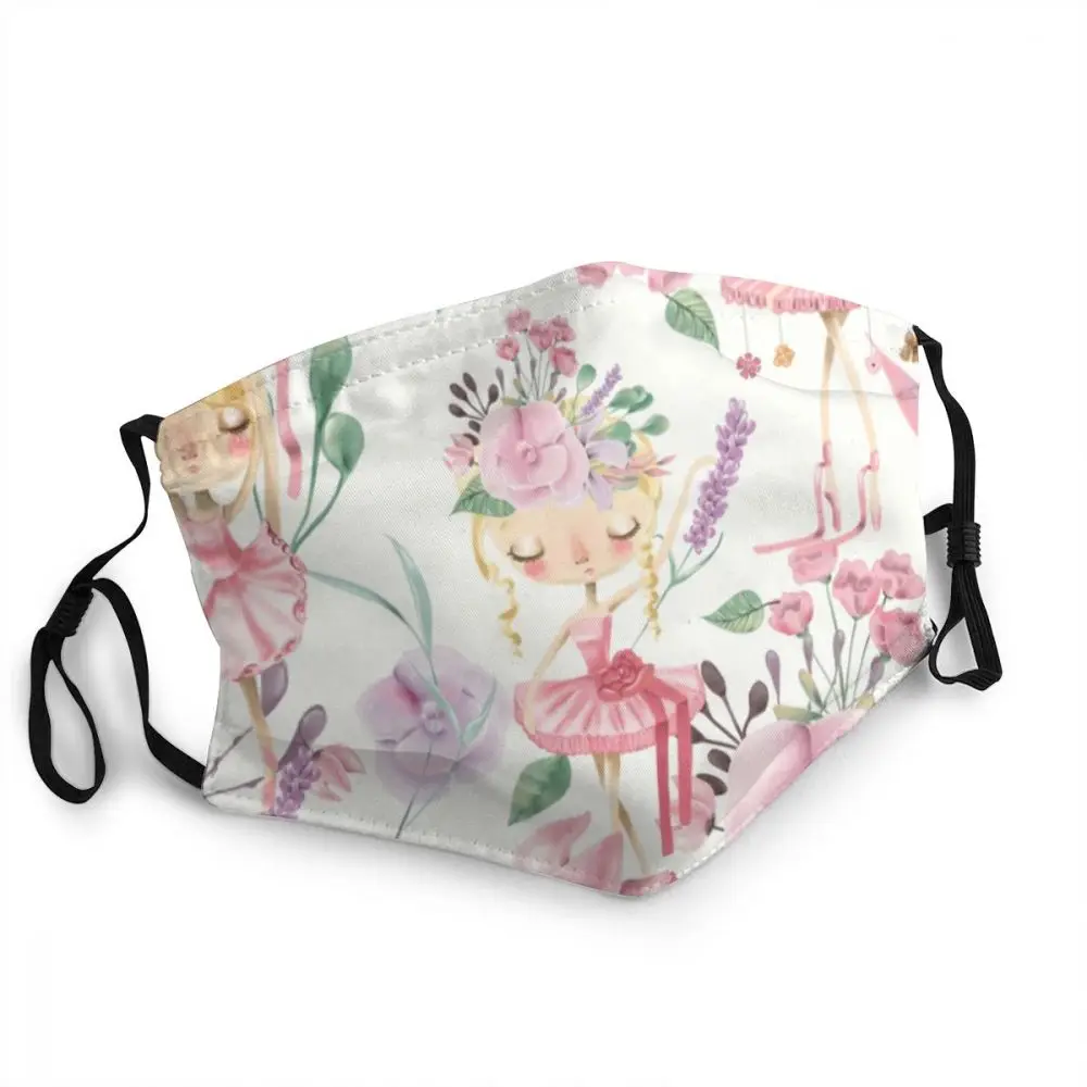 

Балетная многоразовая маска для лица с цветами для танцев, разноцветная розовая Милая балетная обувь, пылезащитный чехол, респиратор, маска...