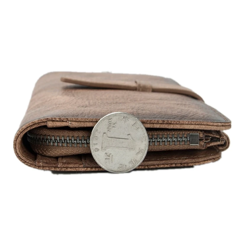 Мужской Длинный кошелек из натуральной кожи мужской с застежкой-молнией и