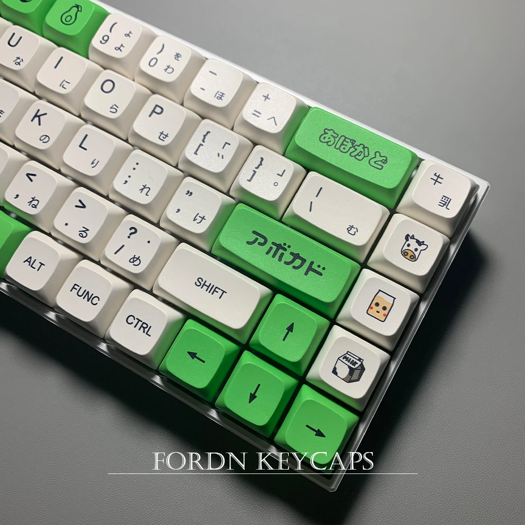 

137-key Avocado Milk Keycaps PBT Sublimation XDA Highly Mechanical Keyboard Keycaps Japanese and English Full Round Keycaps 61