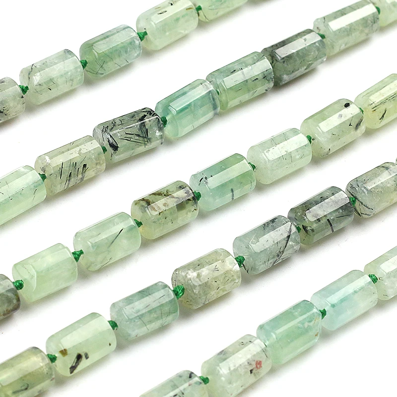 

Wholesale Natural Graptolite Rutilated Quartz Stone Beads Cylinder Loose Beads for Jewelry Making DIY Charm Bracelet Accessories
