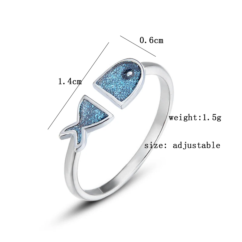 Creative Flash dreamy color Small fish shape Adjustable opening Aluminum alloy Ring trend Fashion Jewellery | Украшения и