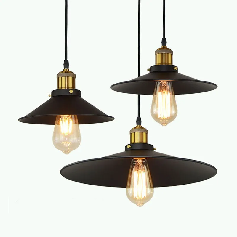 

Vintage Loft Pendant Lights Black Retro Industrial Pendant Light E27 E26 Lamp Holder Hanging Pendant Lamp For Kitchen Restaurant