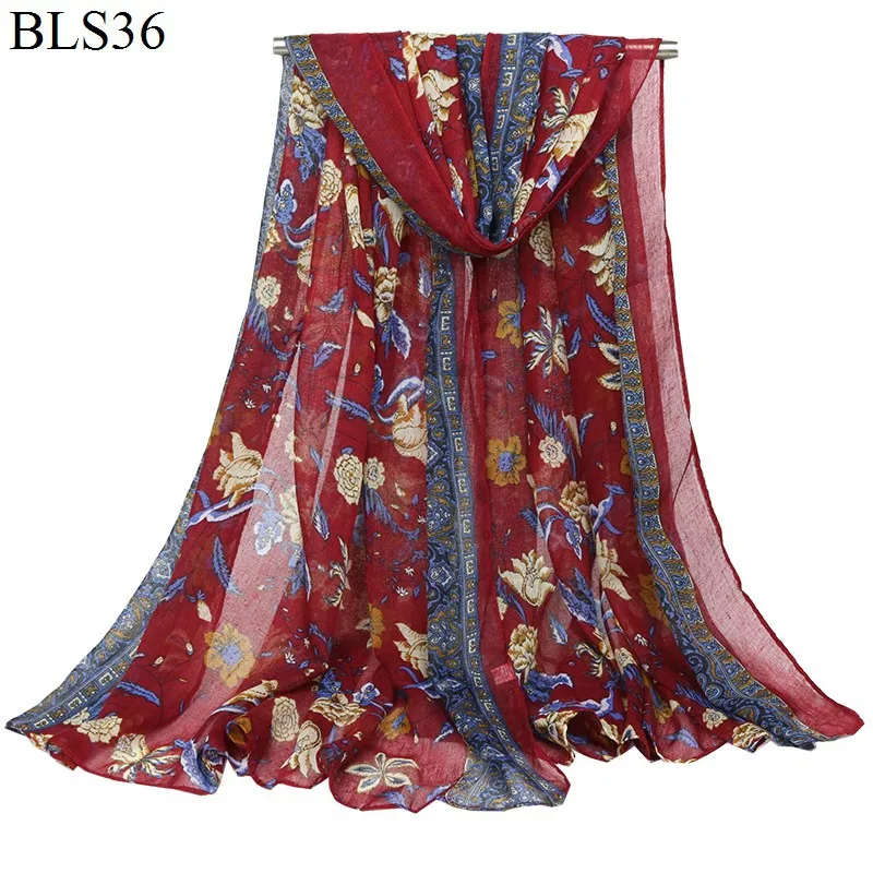 Печатный синий и белый фарфор тонкий длинный шарф из вискозы хиджаб для