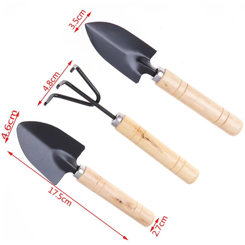 

3Pcs/set Mini Wooden Handle Shovel Rake Spade Bonsai Tools Set Garden Tool Sets