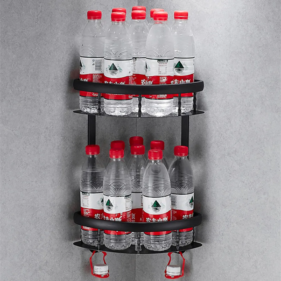 Черные алюминиевые полки для ванной комнаты подвесная полка душа настенная