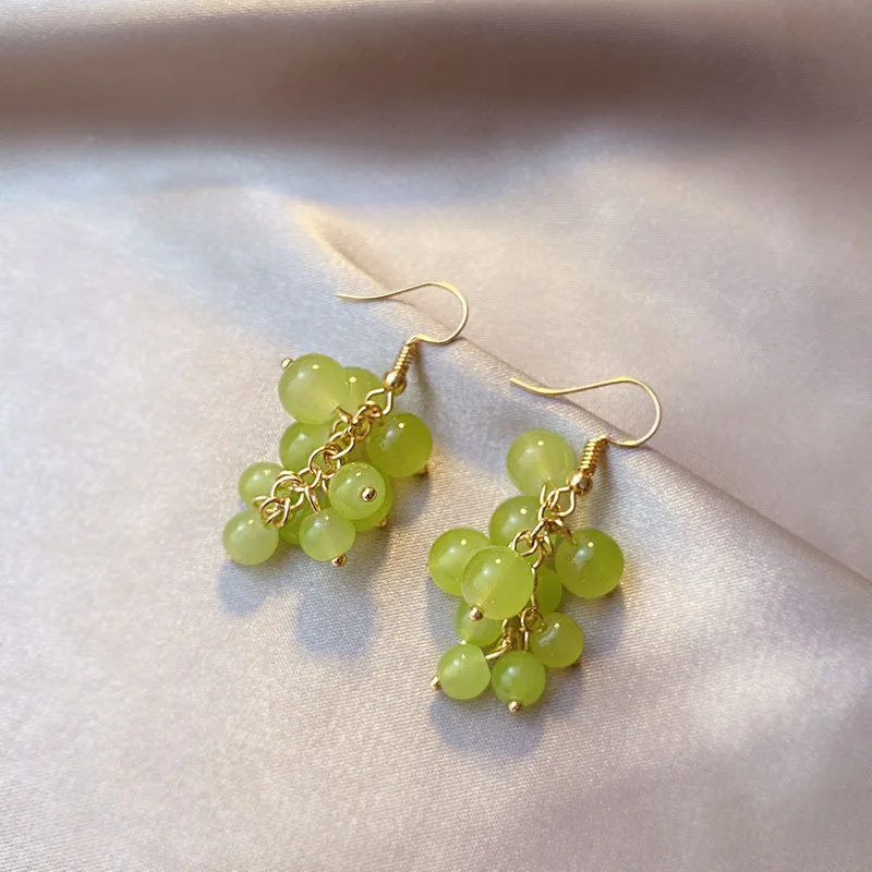 

Korean version of the summer of small fresh forest fruit grape earrings fashion joker personality earrings