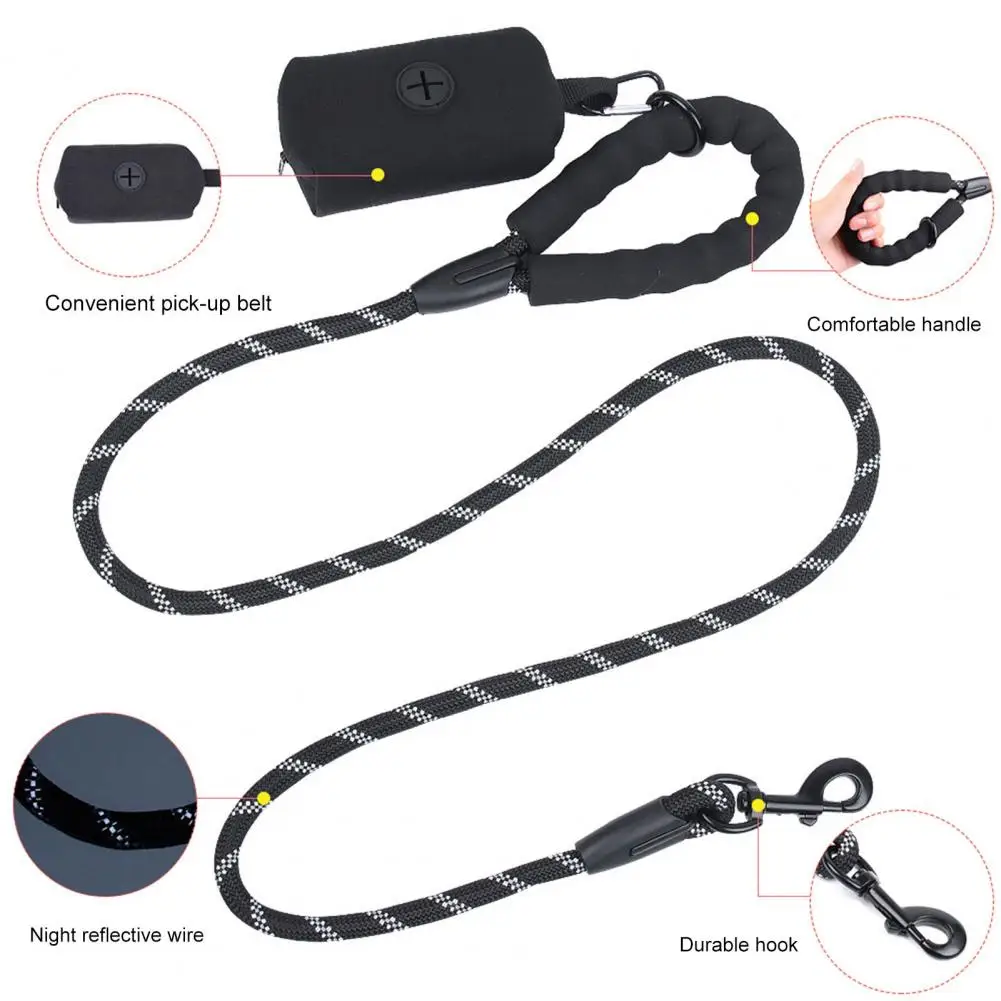 

40%HOTTraction Rope Reflective with Pooping Bag Nylon Walking Safety Pet Leash for Puppy