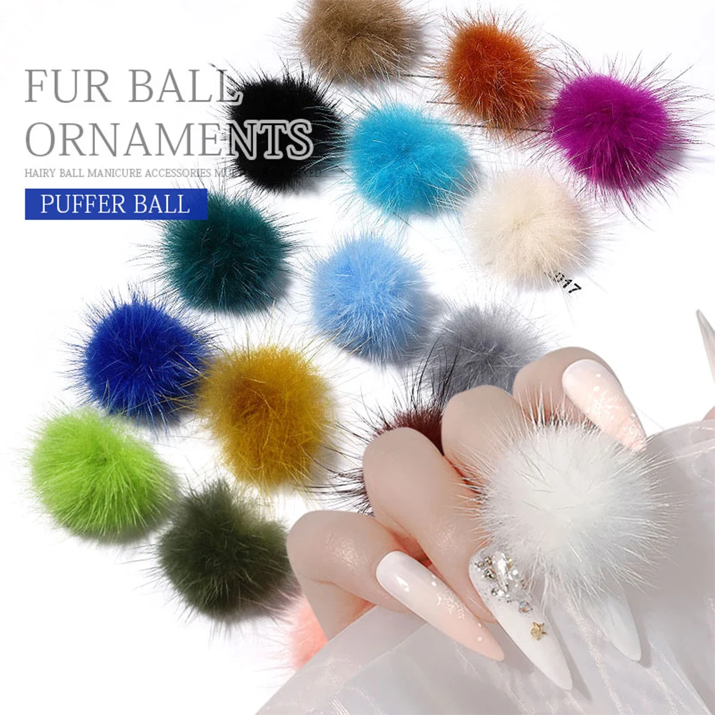 

10/24pcs Detachable Nail Art Fluffy Pom Balls Removable 3D Fluffy Balls with Magnetic Base DIY Nails Accessories for Nail Art