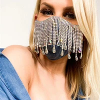 womens luxury shining rhinestone tassel crystal decorative jewelry mask fashion sexy flash mysterious party mask jewelry gift