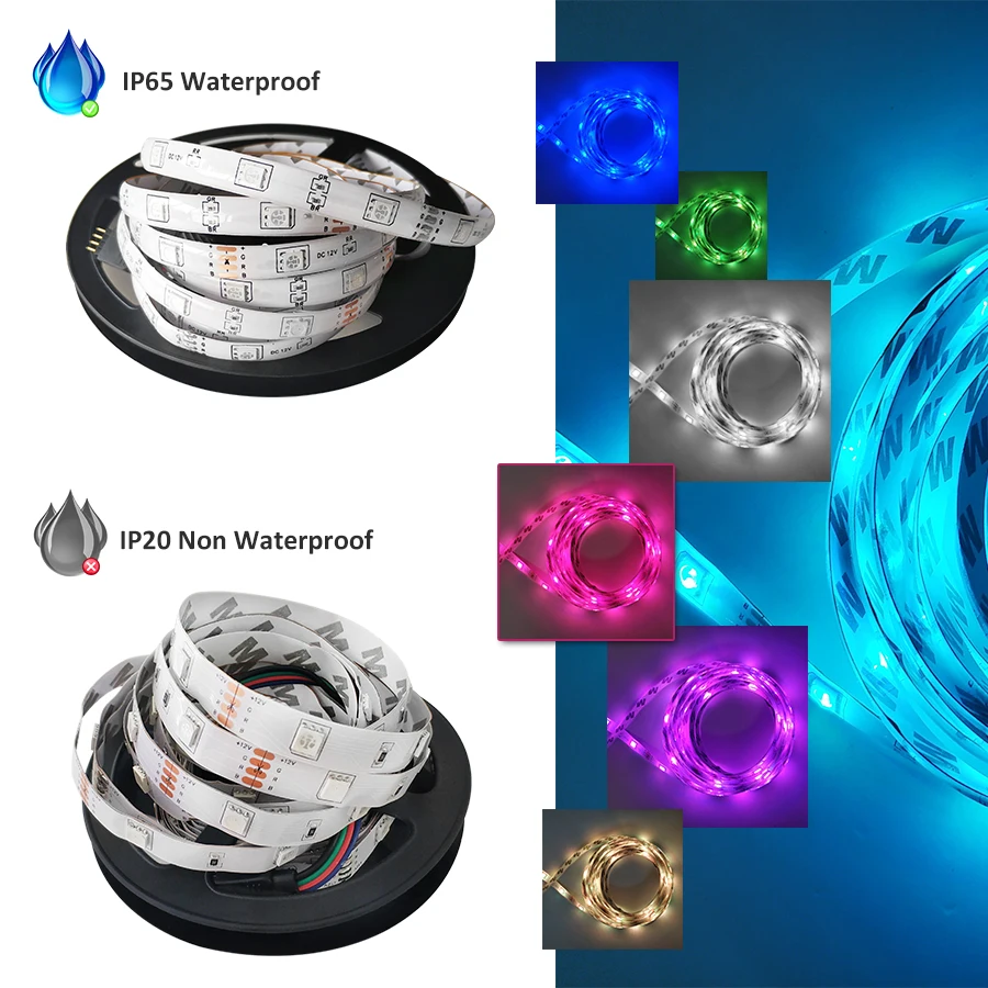 5050 30 светодиодный s Bluetooth RGB светильник лента 5 м 10 DC12V Водонепроницаемый Диодная