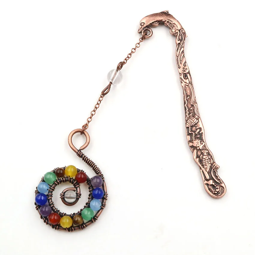 FYJS уникальный медный Дельфин с проволокой спираль красочные бусины Закладка