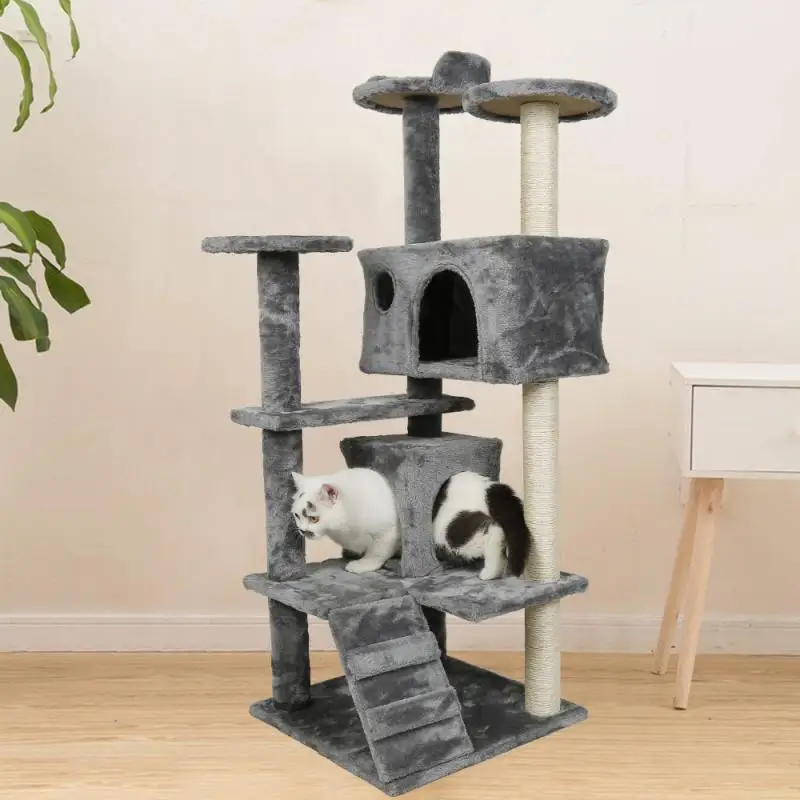 

Overseas Stock!!! Multi-Level Cat Tree For Cats With Cozy Perches Stable Cat Climbing Frame Cat Scratch Board Toys HWC