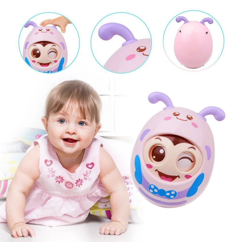 

Baby Rattles Mobile Doll Bell Blink Eyes Tumbler Roly-poly Silicon Teether Toy Fun For Newborns Gift Baby Toys New