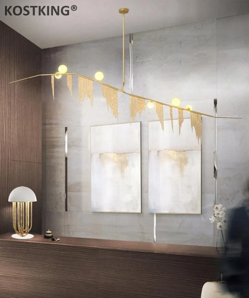 Минималистская Золотая светодиодная люстра G9 вилла подвеска с кисточками