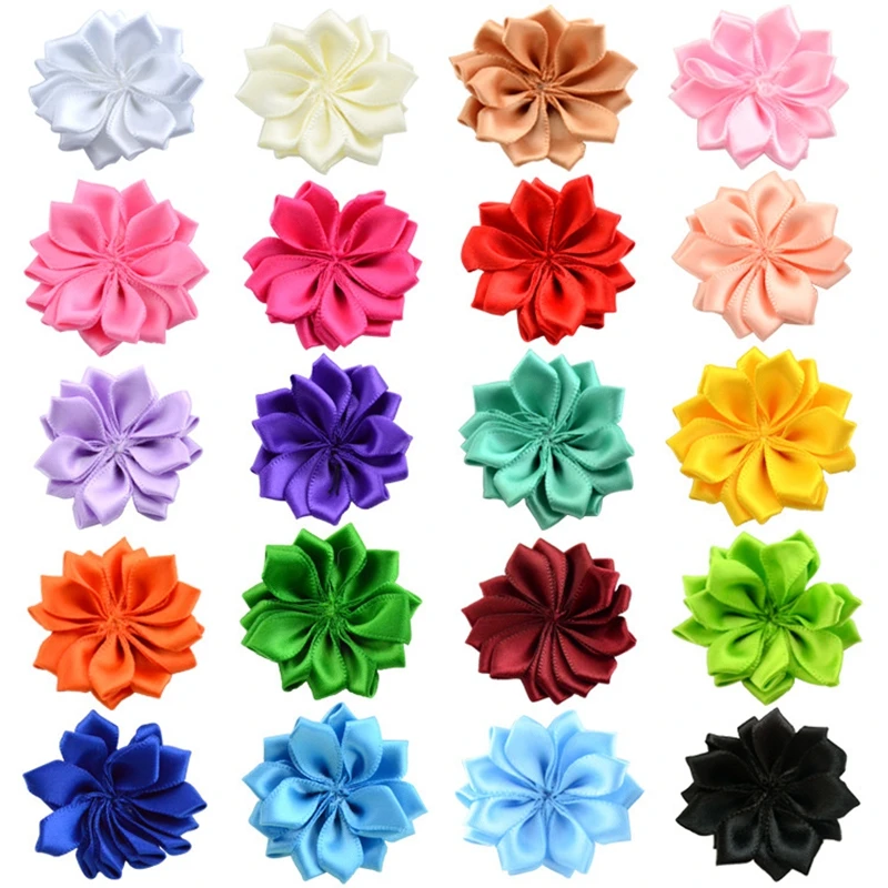 41mixed10pcs Nishine 1," 10 шт./лот 16 Petaled атлас с розочками лента цветы с жемчужной кнопкой используется для повязка на голову" сделай сам "заколки аксессуары для волос - Цвет: 41mixed10pcs