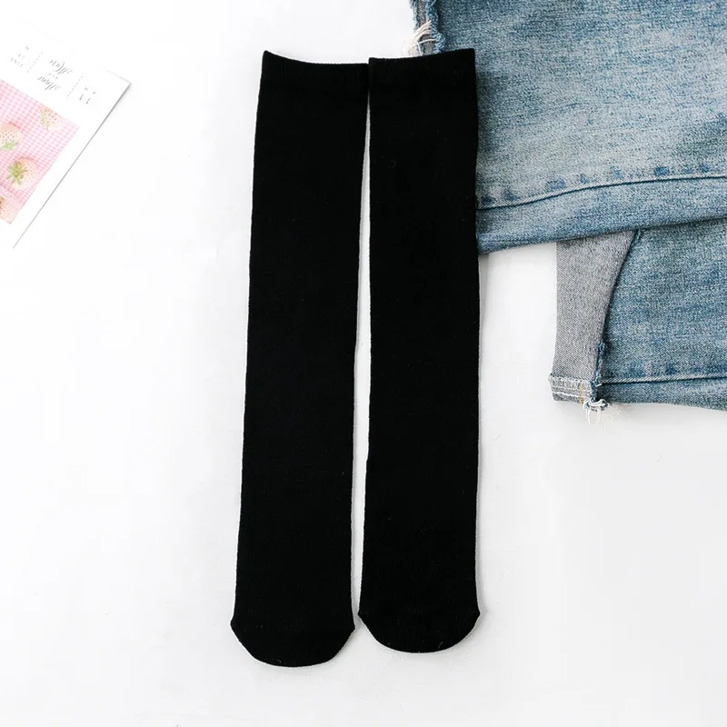 Black Long Socks Детские гольфы, детские носки, хлопковые носки для малышей, гетры до колена, милые носки для мальчиков и девочек, детские носки, 3-12 лет - Цвет: Black Long Socks