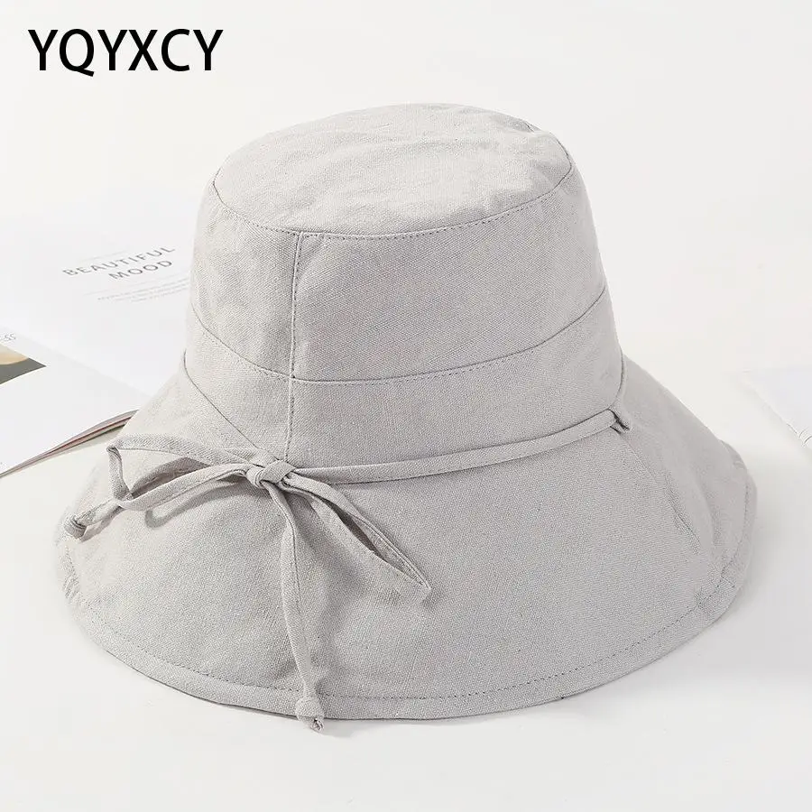 

YQYXCY Bucket Hat Women Summer Spring Cotton Fisherman Cap Folding Sunshade Outdoor Sun Hat Female Cloth Wide Brim Travel Sunhat