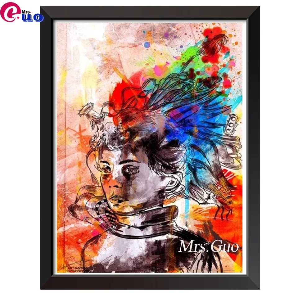 

Full Square Round 5d Diy Diamond Painting Abstract Colorful Woman 3d Diamond Mosaic Portrait Needlework Crafts Embroidery Set