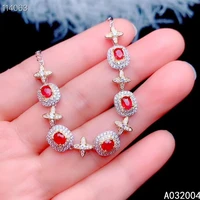 kjjeaxcmy fine jewelry 925 sterling silver inlaid gemstone ruby women hand bracelet vintage support detection