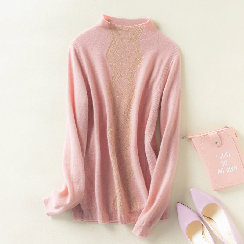 

Женский теплый кашемировый свитер adishree, вязаный пуловер с высоким воротником, зима 2021