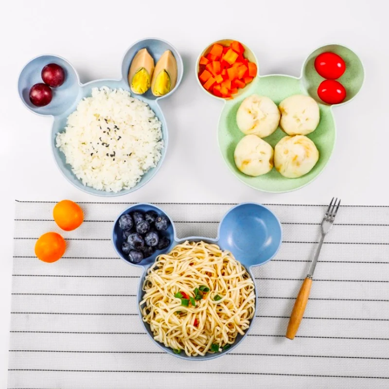 Мультяшная чаша из пшеничной соломы Детская столовая посуда в комплекте