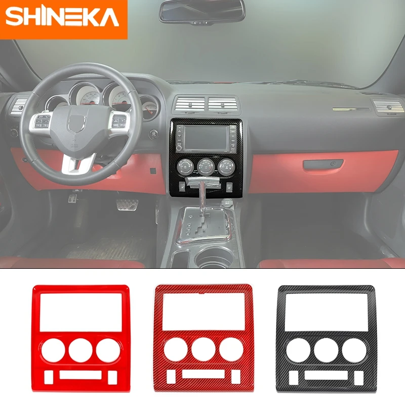 

SHINEKA Car Central Control Navigation Panel Decoration Cover Trim Stickers For Dodge Challenger 2009-2014 Interior Accessories