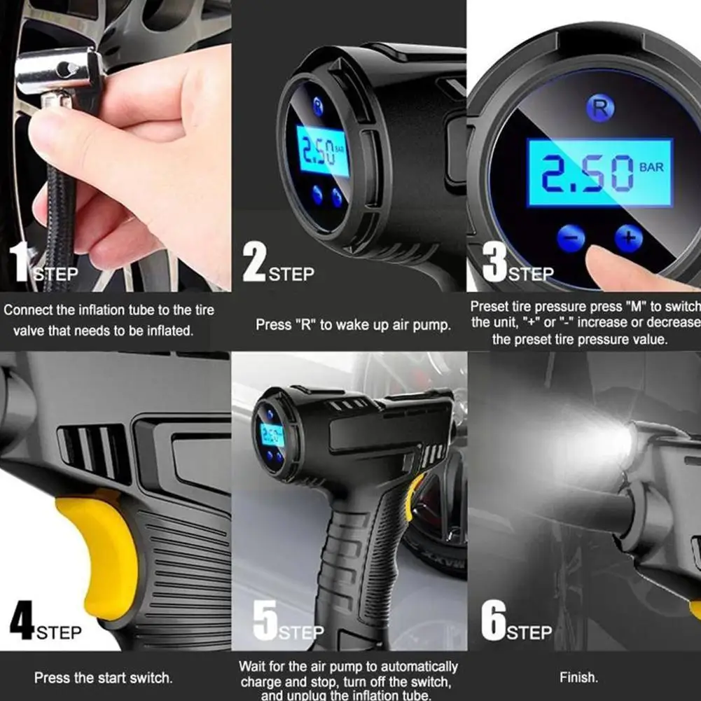 

Автомобильный воздушный насос, электрический автомобильный насос для надувания шин, портативный воздушный компрессор для накачки шин, бес...