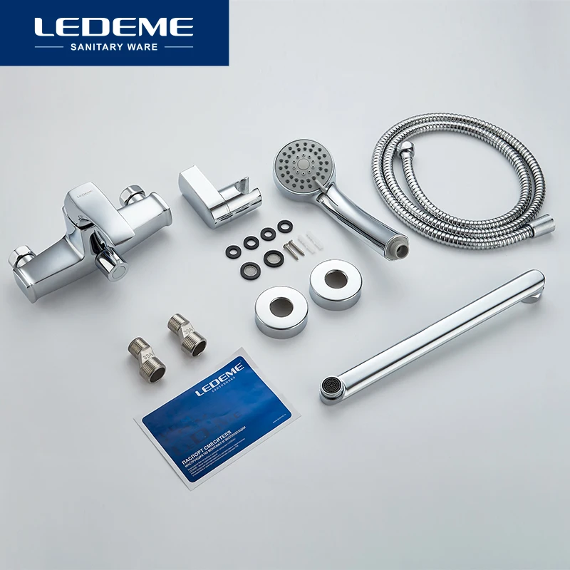 LEDEME Смеситель для ванны с длинным изливом 300 мм. латунь Цвет: хром L2242|head head|shower heads