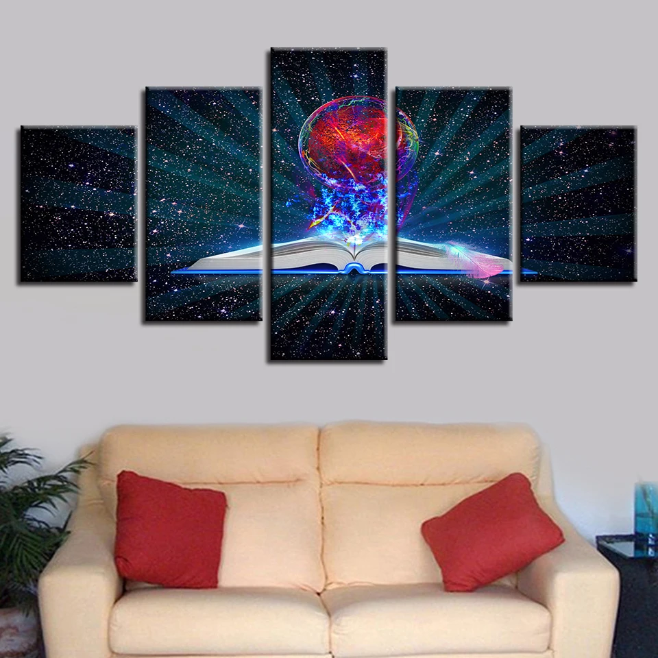 Декор для спальни настенные картины 5 шт. HD печатная книга красивое звездное небо